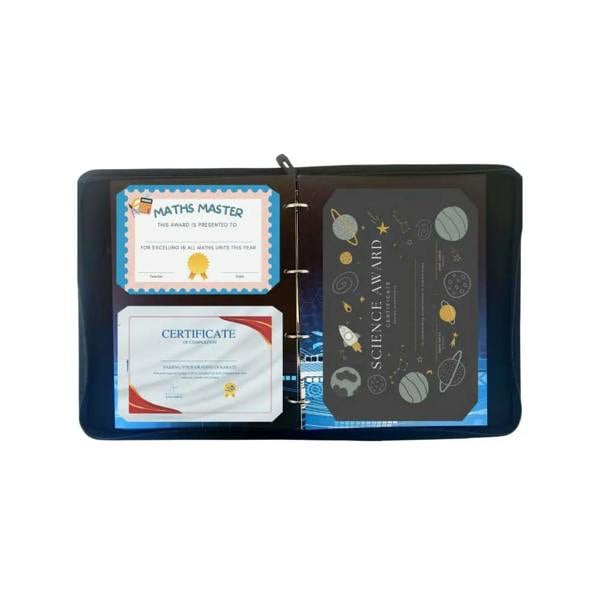 Boys Blue Proud Moments Medal Case with Black Leather Binder
