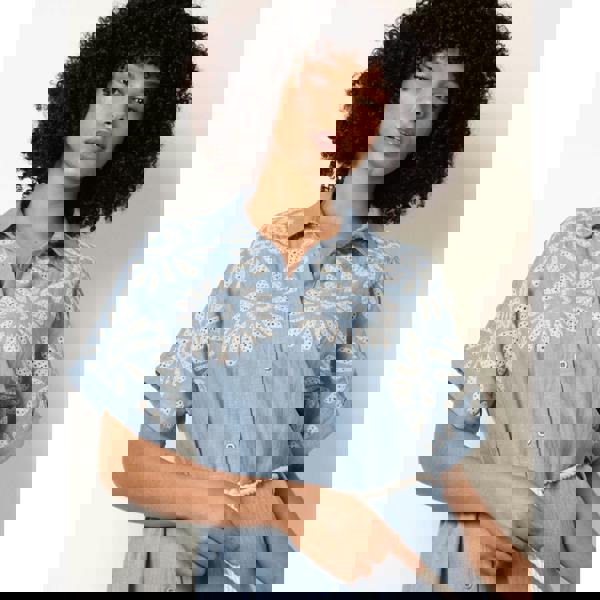 Blue Vanilla Floral Cutwork Embroidery Dress