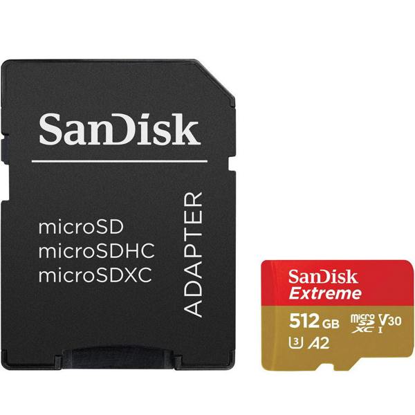 SanDisk Extreme microSDXC 190MBs UHSI U3 V30 with Adapter 512GB