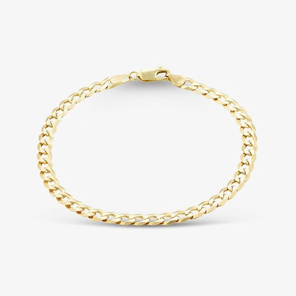 T. H. Baker 9ct Yellow Gold 8.5 Inch Flat Curb Chain Bracelet SUFC-530-9Y-8.5