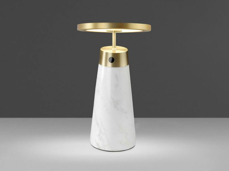 Angel Cerdá Table Lamp in White Marble and Golden Steel 8034