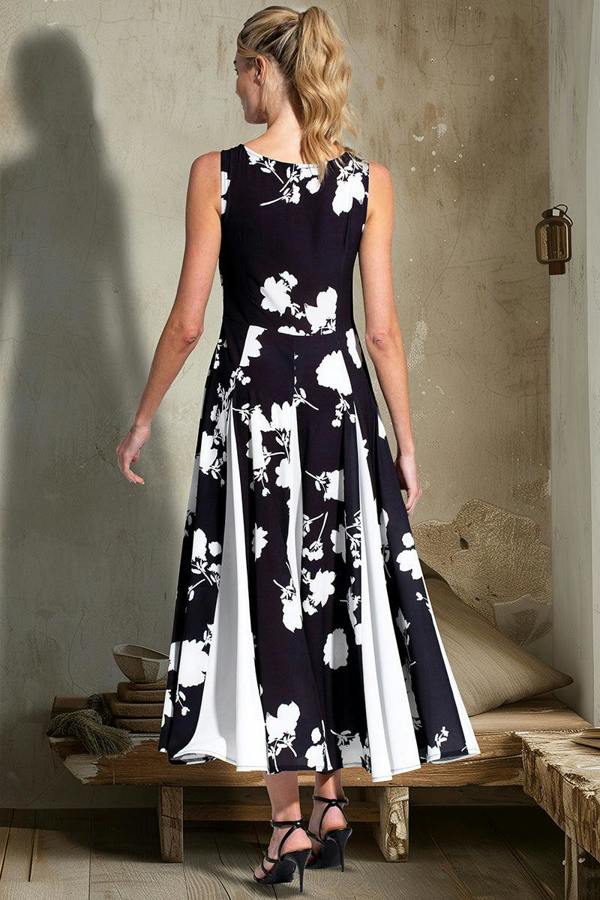 HotSquash Box Pleat Midi Dress with Contrast Skirt