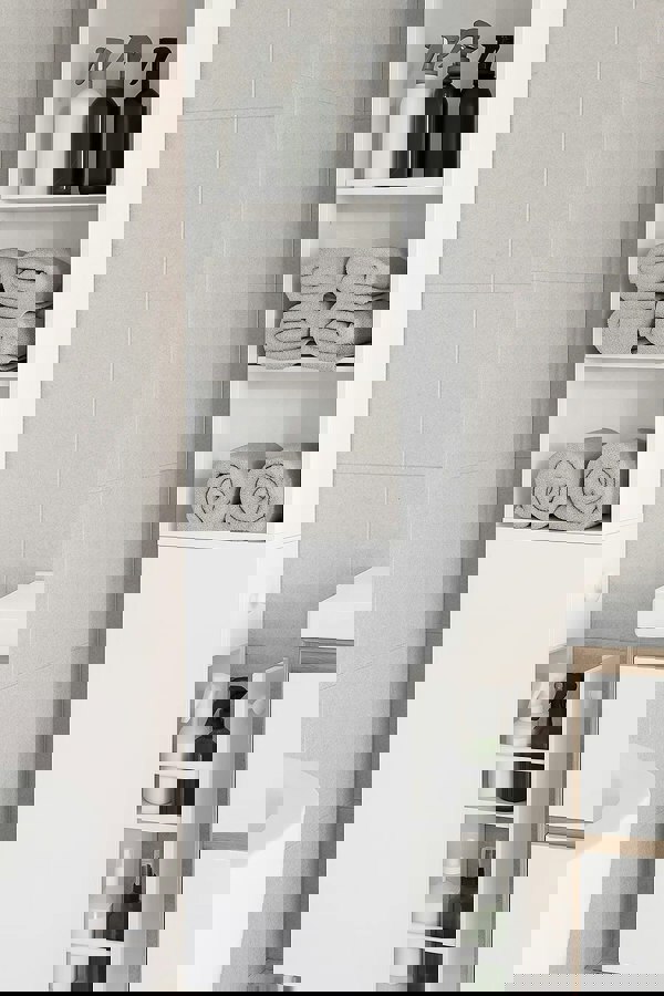 Modcraft Tall Slim Bathroom Storage Cabinet – Freestanding Narrow Unit with Drawers & Adjustable Shelf White