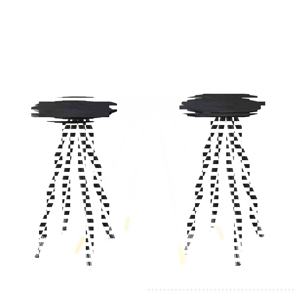 Life Interiors Dorchester Lux Dining Table 4 or 6 – Modern Round Table with Durable Powder-Coated Black Metal Legs,