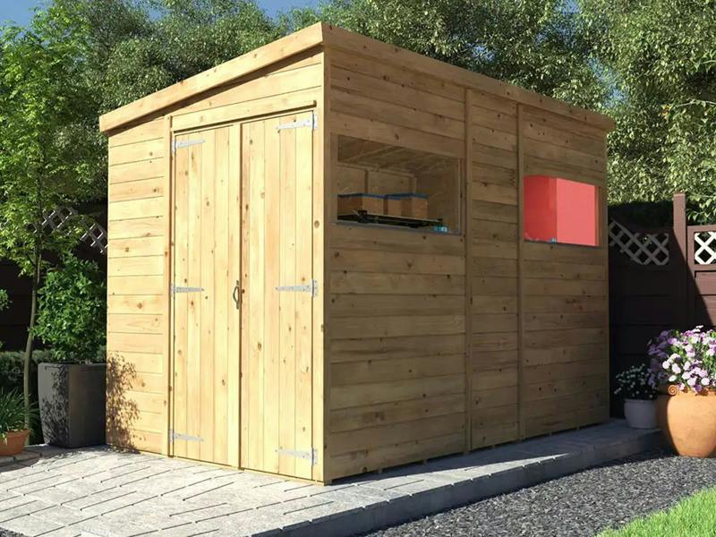 Dunster House Wooden Shed Garden Storage 1.8m x 3m (6' x 10') 15mm Walls Window Pent Roof, Overlord Modular