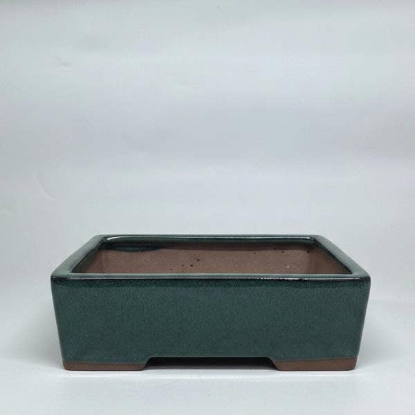 Yorkshire Bonsai 32cm Glazed Bonsai Pot | Rectangle | 32cm x 23cm x 9cm | Dark Green