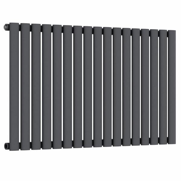 MYHOMEWARE Anthracite Gray 1020 x 600 mm Modern Horizontal Column Designer Radiator Oval Single Panel Radiator Heater