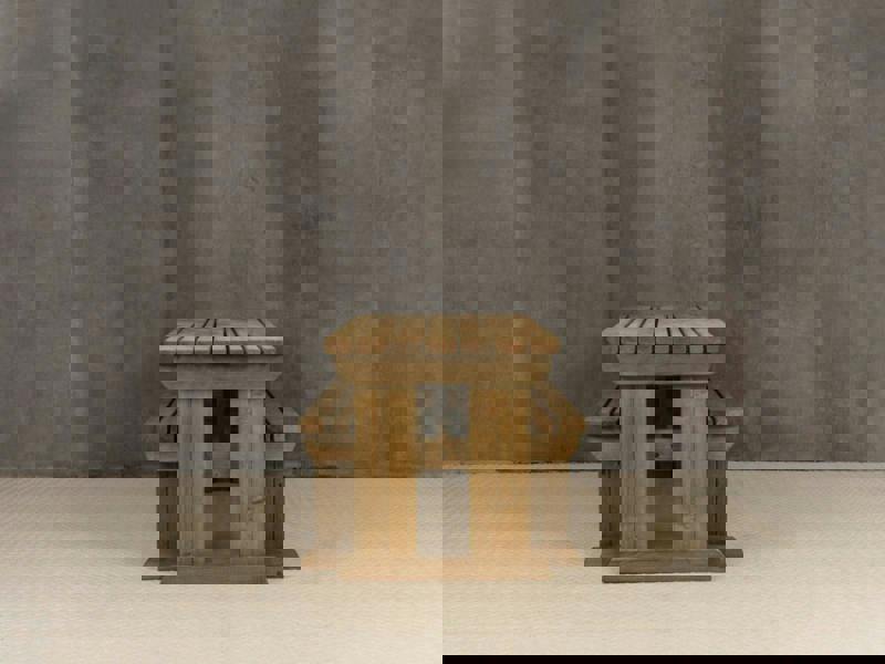 Yews Space-Saving Picnic Table and Benches Set – Rustic Finish Wooden Outdoor Dining Set for Gardens and Patios
