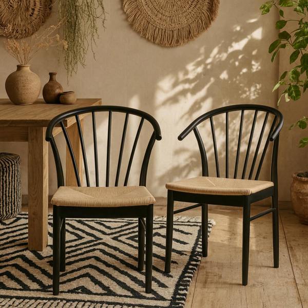 Wyld Haus Set of 2 Buenos Aires Black Wood Dining Chair