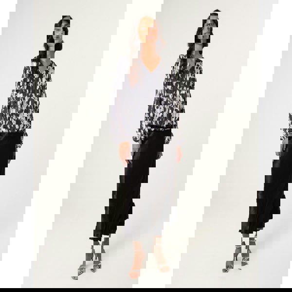 Blue Vanilla Metallic V Neck Bubble Hem Blouse