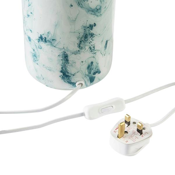 Modern Teal and Duck Egg Marble Drip Snowflake Glass Lamp with Shade Image 3