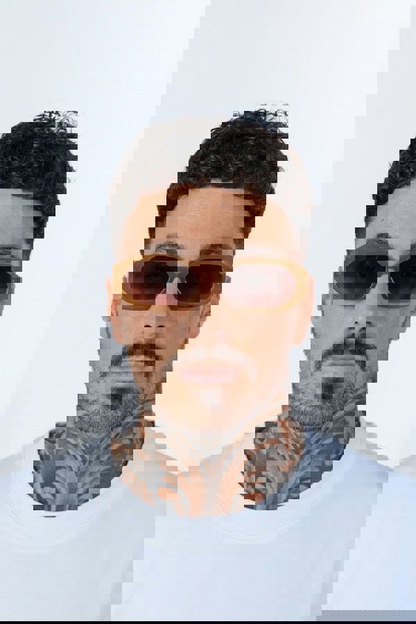 SVNX Oval Geomentric Sunglasses in Tortoise Brown