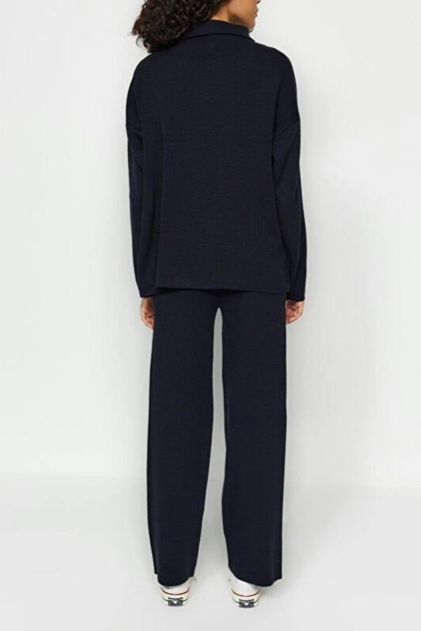 WOVCOR 2-Piece Loose Fit Zip-Up Knit Top & Pants Set