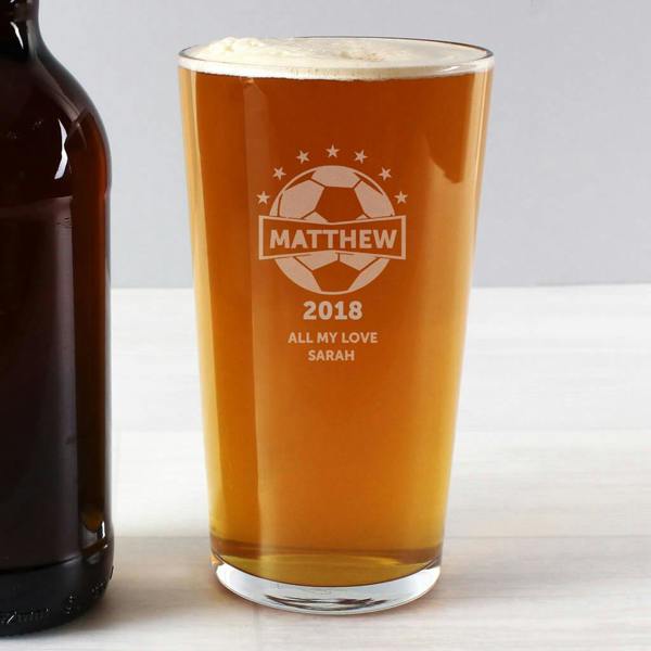 Name And Year Football Pint Glass - alternative angle