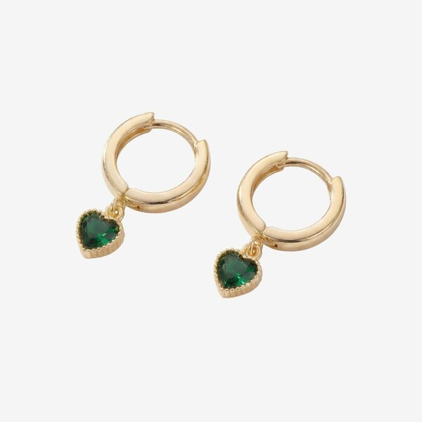 Uchi & Soto Kokoro Green Heart Hoop Earrings