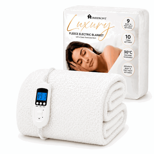 Homefront Single Luxury Fleece Electric Blanket With Digital Control, 9 Heat Settings and Timer Setting