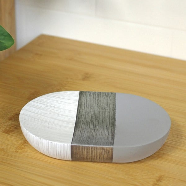 Showerdrape Luxe Grey/White Soap Dish