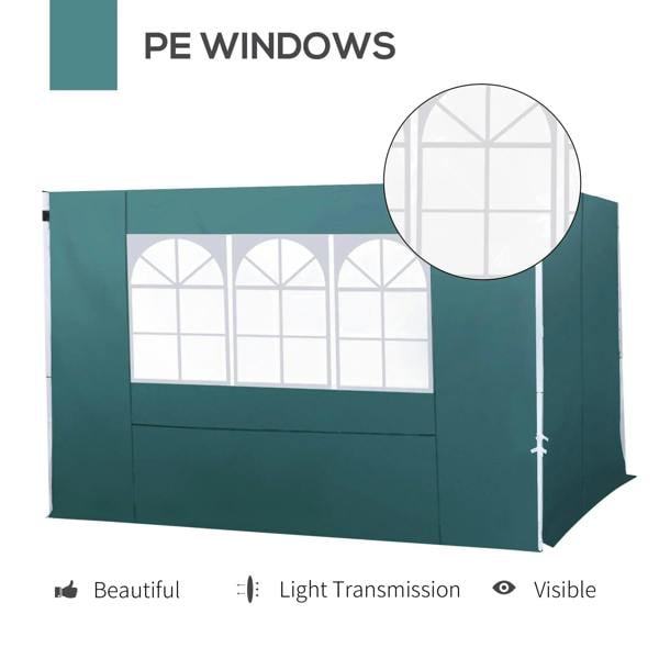 Dark green gazebo side wall panel with large PE window panel insert