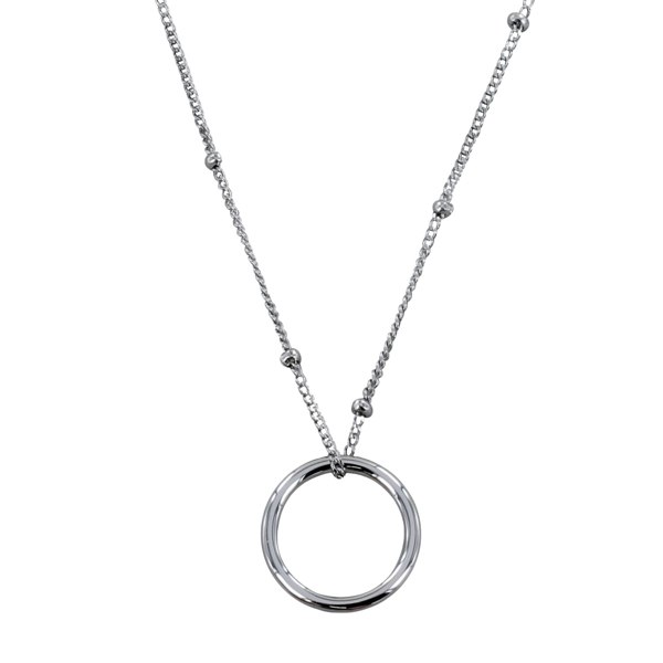 Sterling Silver Halo & Bead Necklace - Reeves & Reeves