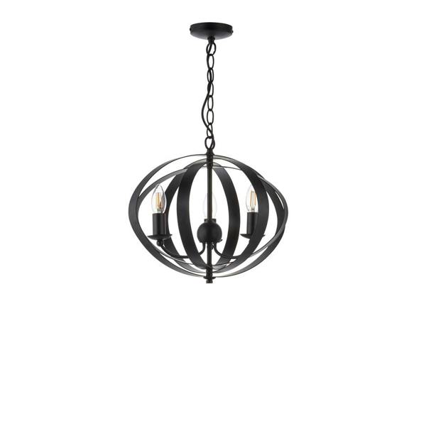 Pagazzi Lighting Midnight 3 Light Matte Black Pendant Ceiling Light