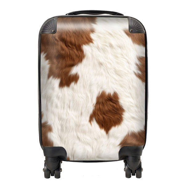 Warren Reed Brown And White Cow Hide Print Suitcase