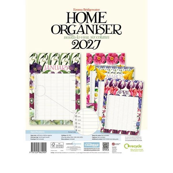 Emma Bridgewater A3 Home Organiser 2027, Family Planners, Month To View, Art, Gift