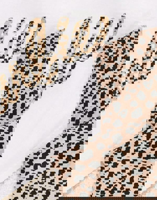 Barbie Womens White Animal Print Barbie Logo Short Sleeve Long Leg Pyjama Set