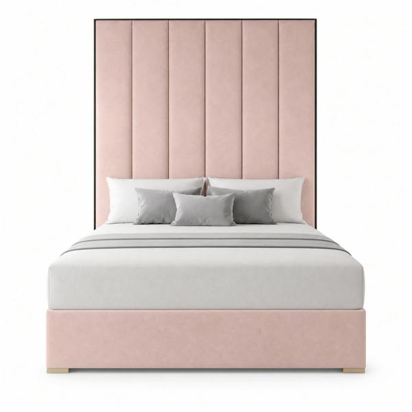 Great British Beds Serena Contrast piping Divan Bed - Pink Plush