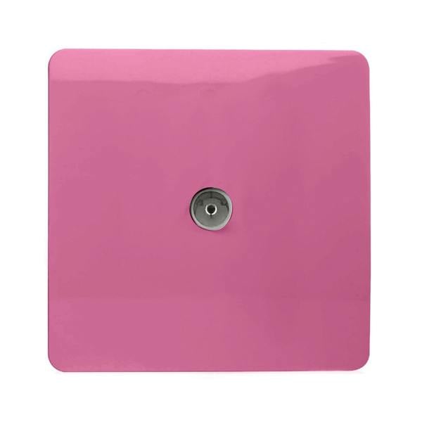 Trendi Switch 1 Gang Female Co-Axial Television Socket in Candy Pink