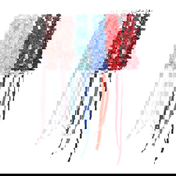 Fabric flower garlands in pink, mint, blue and red