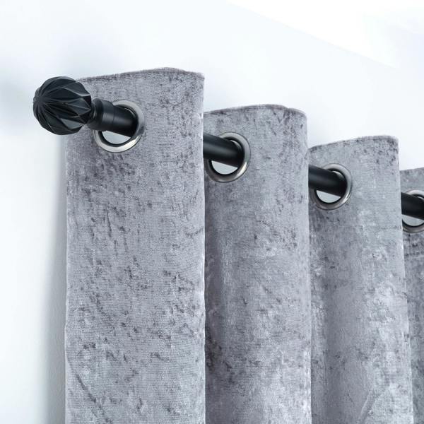 A.Unique Home Geo Ball Extendable Curtain Pole (25/28mm) (Matte Black,120cm - 220cm)