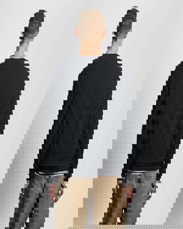 Lyle & Scott Tipped Pique Mens Knitted Jumper - Z271 Dark Navy | CHO | Designer Mens Crew Neck Jumpers