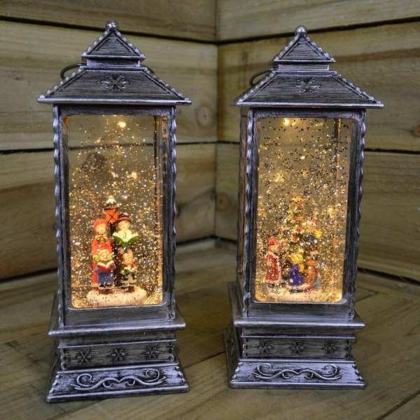 Samuel Alexander 27cm Glitter Water Spinner Lantern - Warm White LED - Christmas Tree