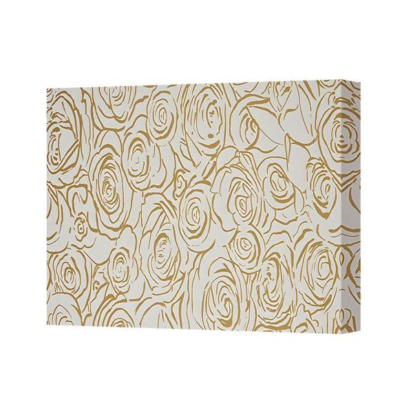 Benjamin Tate Design Gold Rose Pattern Canvas Wall Art Floral Print On White Background
