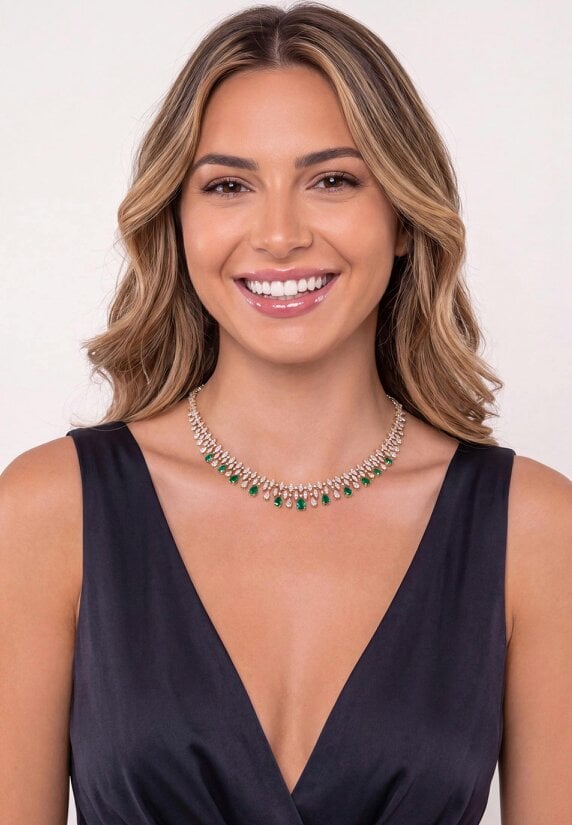 Latelita Duchess Emerald Statement Necklace Gold