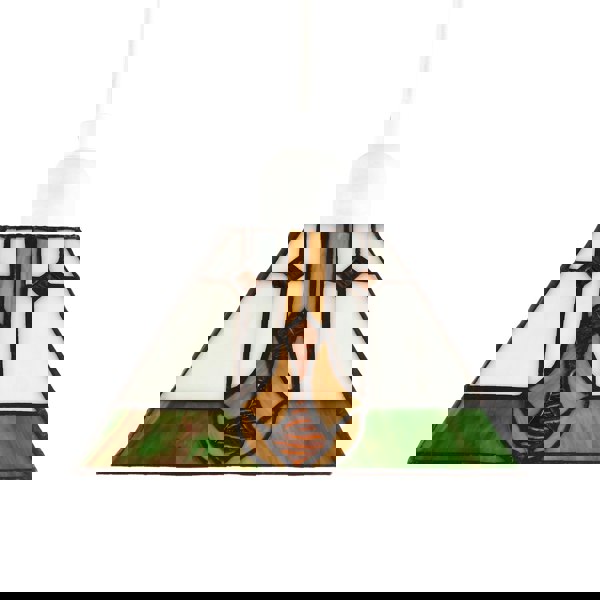 Designer Art Deco Tiffany Glass Pendant Light Shade in Green and Amber Image 5