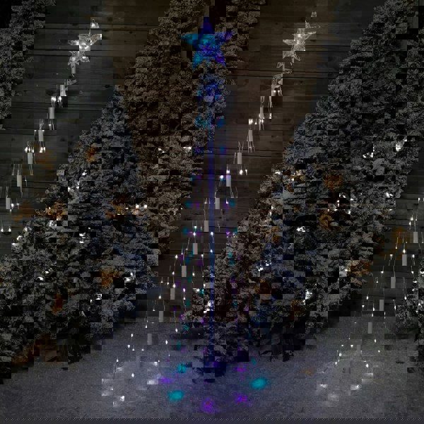 Samuel Alexander 150cm (5ft) White Metal Maypole Tree with 106 Rainbow LED Wire Lights and Remote