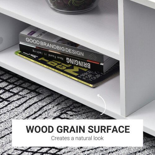 Wyld Haus Vireli Miri 80cm Wooden White Mobile TV Storage Unit With Shelves And Bookcase Layout