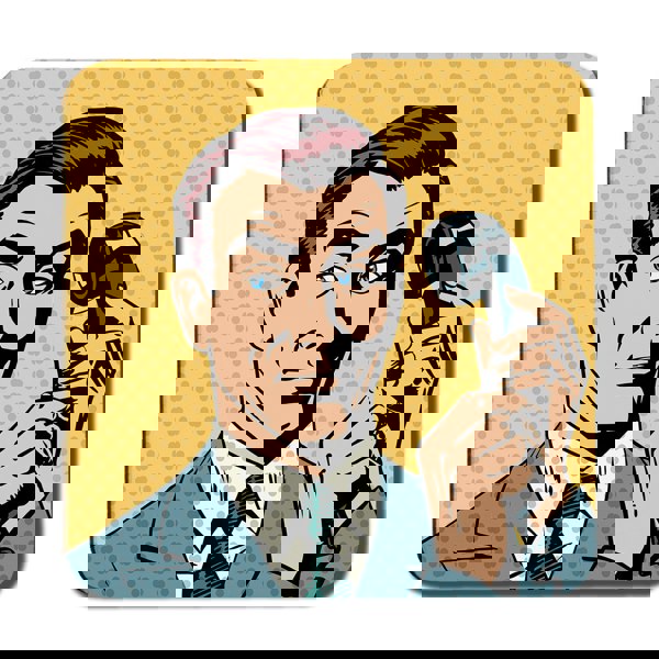 Benjamin Tate Design Male businessman talking on the phone style pop art retro (Coaster)