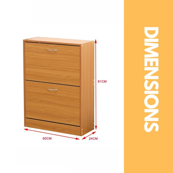 Rafaelo Mobilia 2 Drawer Shoe Storage Cabinet Pine