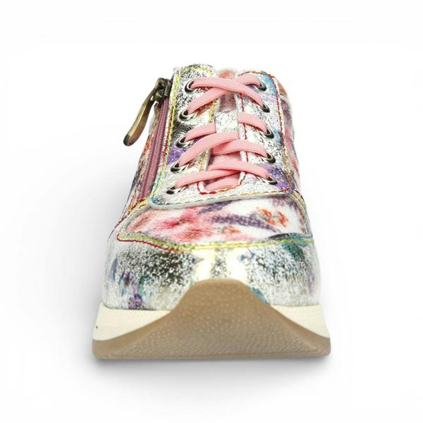 Laura Vita Women's Gycmo 58 Rose Pink Floral Leather Trainers Sneaker Shoes