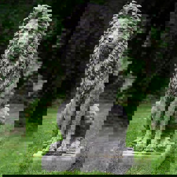 Very Large Sitting Proud Lion Gatepost Statue