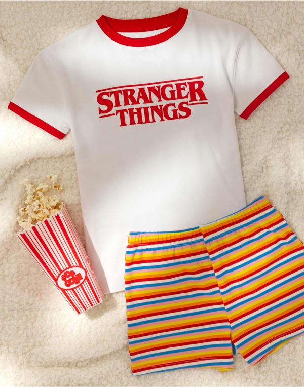 Stranger Things Unisex Kids Multicoloured Logo Short Sleeve Short Leg Pyjama Set