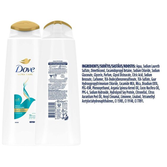 Dove Ultra Care 3-in-1 Shampoo & Conditioner - Daily Moisture 3x400 ml