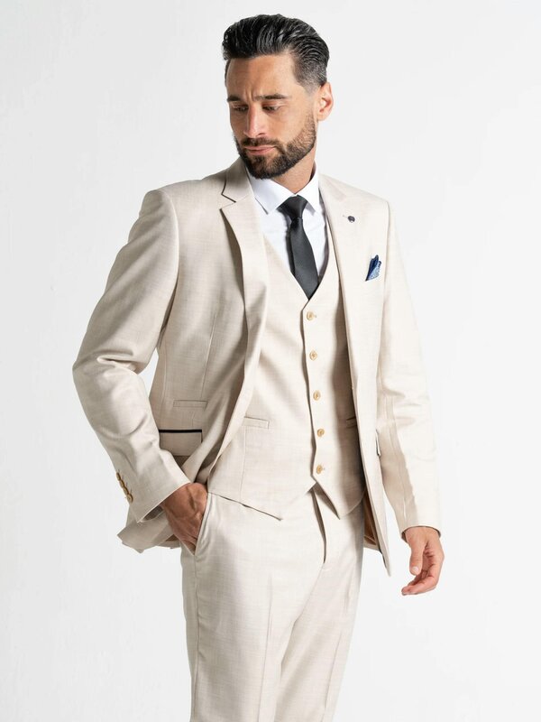 V2 Classic Henry - Cream Three Piece Suit