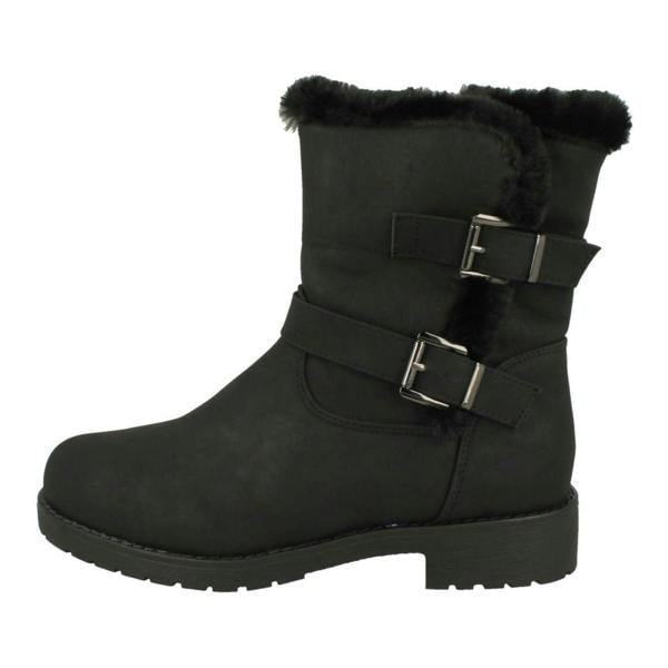 Spot On Ladies Spot On Buckle Detailed Ankle Boots F4451