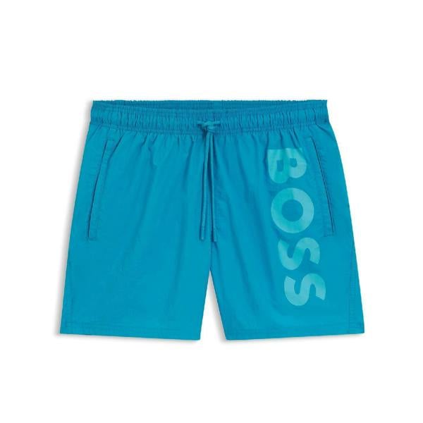 Boss Mens Logo Printed Swim Shorts - Turquoise