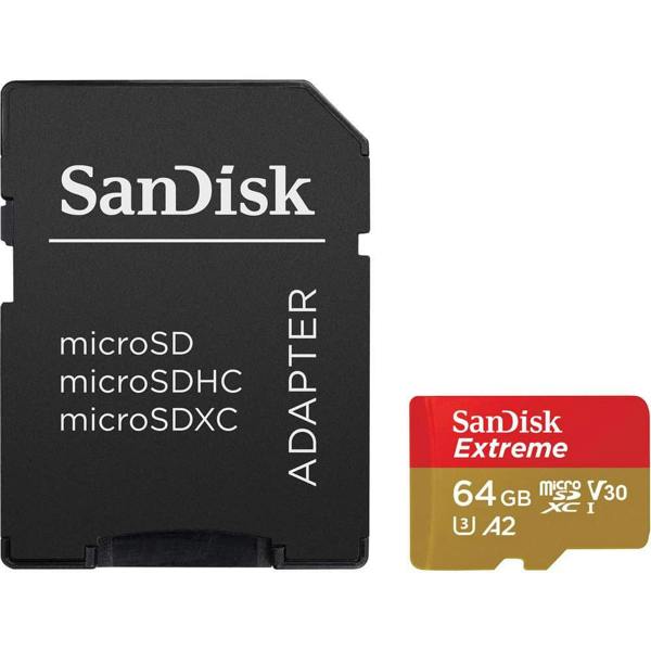 SanDisk Extreme microSDXC 170MBs UHSI U3 V30 with Adapter 64GB