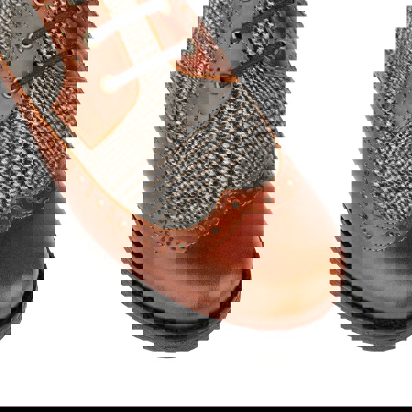 Embassy London Hatter - Brown & Brown Check - Women's Leather Ankle Lace-up Boot with check details