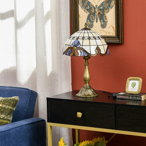 Wyld Haus Noka Glass And Metal Multi Colour Handcrafted Stained Glass Table Lamp
